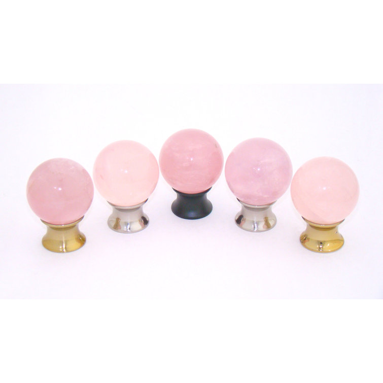 Myterra Gemstone Hardware Rose Quartz Knob On Satine Nickel